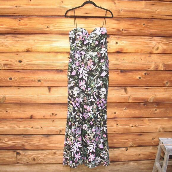 Mac Duggal 49827 Spaghetti Strap Bustier Embroidered Applique Gown - Picture 6 of 16